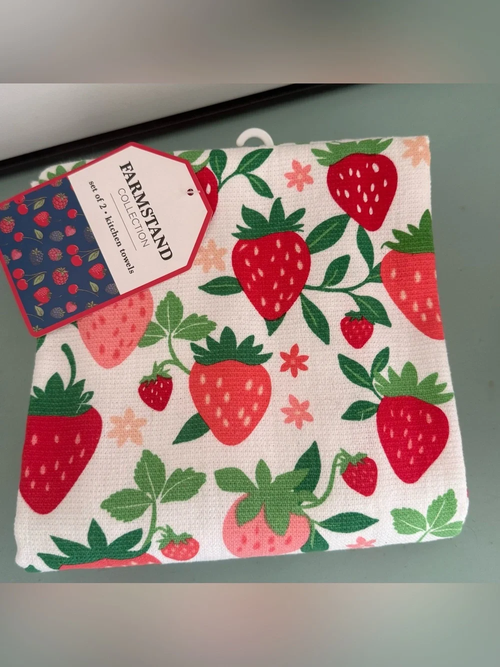 Strawberry cotton dish towels set of two